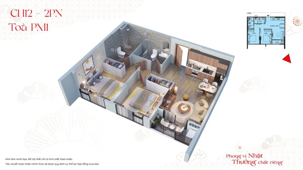 thiết kế căn hộ 2 ngủ vinhomes the royal residence